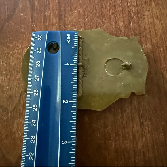 VTG Hunter Bowhunting Belt Buckle Brass Leather Archery Arrow Raintree USA 70s - Picture 9 of 10